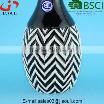 Decorative Vases Glazed and Wash Black/white Ceramic Flower Vases for Home Decor photo-2