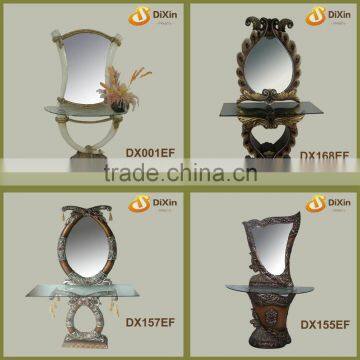 antique makeup console table with mirror set for bedroom