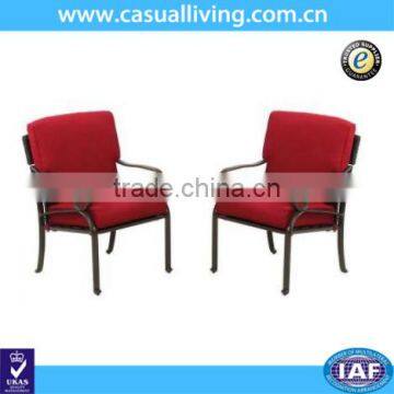 Outdoor Furniture Cast Iron Patio Garden Leisure Chairs with Red Cushions