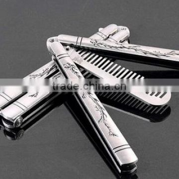 Wholesales Sliver Comb Multi function Stainless Steel Trainer Tool Butterfly Comb