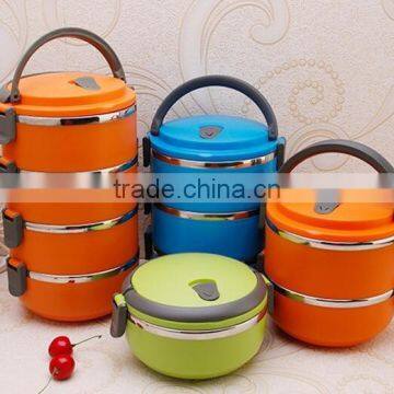 Stainless steel lunch box 3 layer food carrier colorful tiffin box