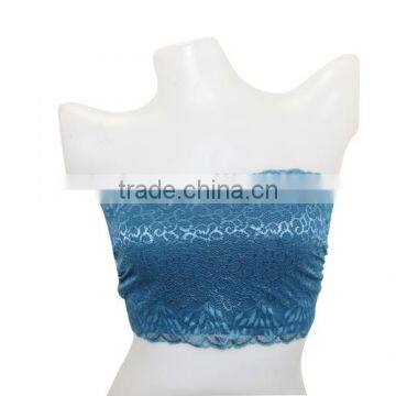 Blue Bling bling Bandeau bra Wrapped Chest tube top dance wear