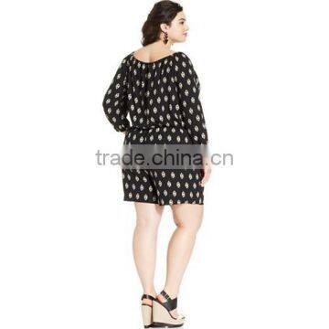 Plus Size Long-Sleeve Geo-Print Romper photo-2