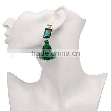 Bohemian Jewelry Crystal Gems With Long Colorful Tassel Charms Earrings for Women photo-2