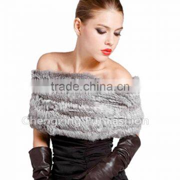 CX-B-26C Genuin Rabbit Fur Knitted Fashion Scarf photo-2