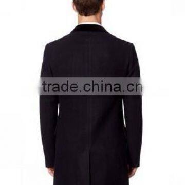 2014 Winter Season Hot Selling Fashion Design Black Lapel Slim Fit Mens Cashmere Men Coat photo-2
