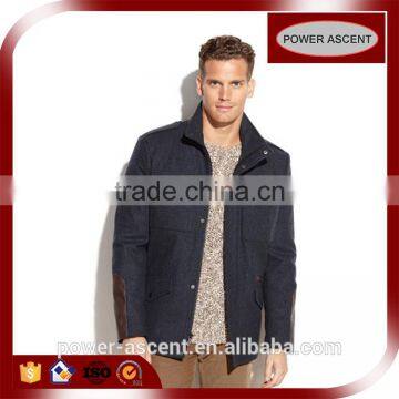 Wholesale Men's Faux-leather-patch Four Flap Pockets Casual Jacket