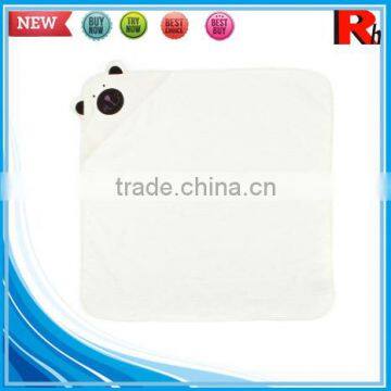 China Wholesale Supplier White Terry Applique Organic Cotton Baby Hooded Bath Towel Terry Towel With Dobby Border photo-2