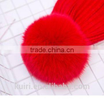 Factory Supply 14cm Fox Fur Ball Cap Pom Poms Winter Hat for Women Girl 's Wool Hat Knitted Cotton Beanies Cap Brand New Design photo-4