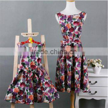 2017 Fall Boutique Mommy and me Clothing Sleeveless Floral Printing Mother Daughter Matching Dress photo-3