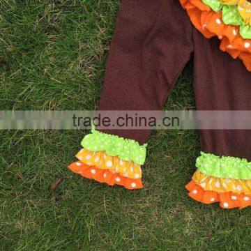 2T-7 New Baby Girls Thanks Giving Pant Outfits Turkey Boutique Outfits Matching Hair Bows and Chunky Necklace Set photo-4