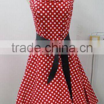 western sleeveless high waist midi gowns party wear A line polka dot printed dresses for fat girls 50's style dress