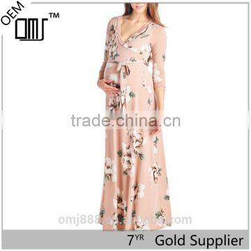 2017 OEM Hot Lady Sexy Floral Photo Maternity Nursing Wrap Dress