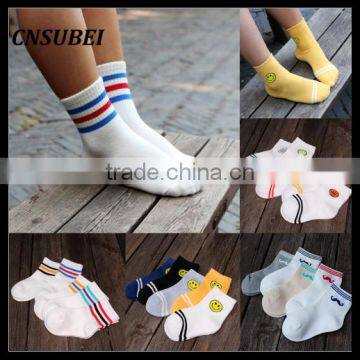 Colorful striped jacquard ankle height children's cartoon tube socks