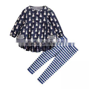 Cartoon 2017 Toddler Girls Clothes Tshirts 2piece Sets