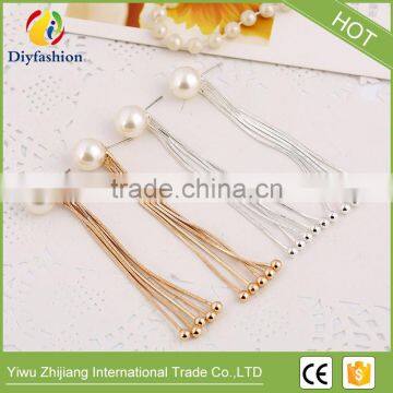Fashion Simple Long Pearl Tassel Stud Earrings photo-4