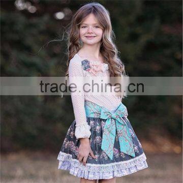 Top Quality Girls Clothing 3 Different Colors Flower Printed Girls Dress for Wholeasale photo-6