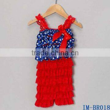 Cheap China Wholesale Children Clothes Fashion Infant Baby Lace Ruffle Rompers for Patriotic Day IM-BR018