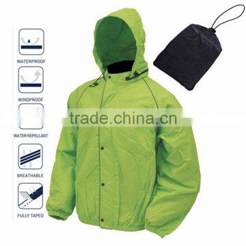 Plain Foldable Waterproof Windbreaker Jacket with reflector and bag