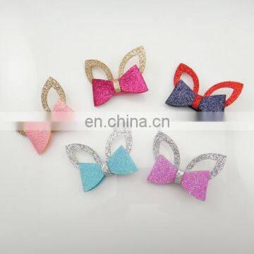 Glitter Baby Bow Clip With Ears Toddler Unique Hair Clips No Slip Hair Clip For Baby Hair Accessory