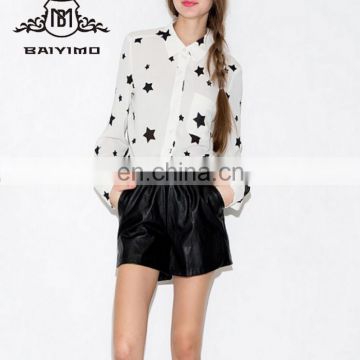 Latest New Model Women's Star Printed With Pattern long sleeve women shirts