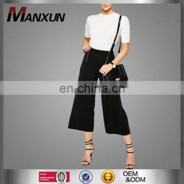 Latest Dress Designs Women's Wear New Look Crepe Double Zip Crop Pants High-rise Waistline Wide Legs Flared Pants