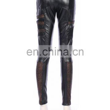 Steampunk Stretchy Vegan Leather and Fleece Lining Leggings photo-2