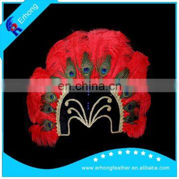 Beautiful Turkey and Peacock Feather Headdress for Performance and Decoration