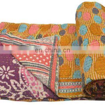 Bangali Gudari reversible cotton Quilted Bedspread Vintage Decor Handmade old vintage Indian kantha quilt quilts blanket throw