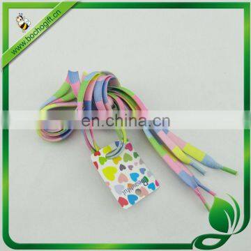 colored flat shoe lace with plastic tips