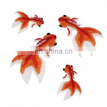 2017 New Style Exquisite Single Goldfish Embroidery Cloth Stickers Beige Fashion Personalized Patch in Stock