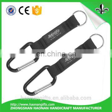 Factory Custom Cheap D-shaped Aluminium Carabiner Keychain With Short Strap/carabiner Strap