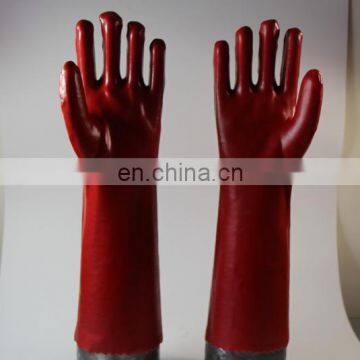 Full coated red PVC glove