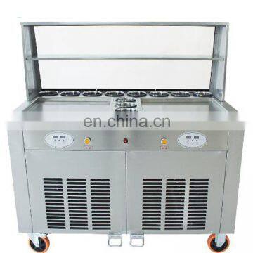 Double Freezing Pan Fry Ice cream Machine,Two Pans Stirring Ice Cream Machine,Stirring Rolling Ice Machine fried ice cream roll