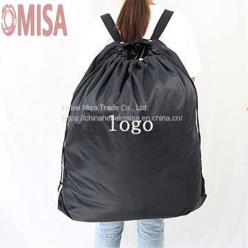 Large Capacity Laundry Backpack Bag Over the Door Hanging Laundry Hamper With Stainless-Steel Hooks 2 in 1 Laundry Bag for School Dormitory, Camping,Laundry Room, Outdoor Travel, Black photo-5