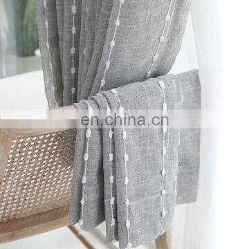 The new Nordic  jacquard cotton linen vertical stripe sheer linen  curtains