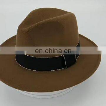 Fake wool felt fedora hat for women leopard print fedora hat for man