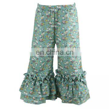 Girls kids printed flare pants wide leg pants icing ruffle trousers solid color 20colors 5 size