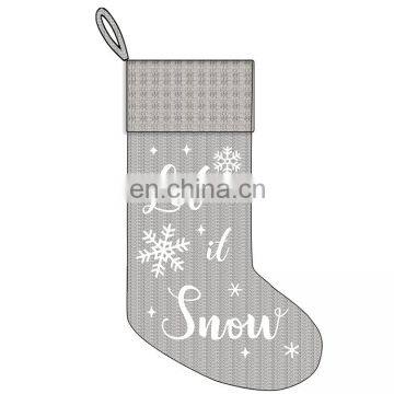 2021 New year gifts bag plush Christmas Stockings Large Size Cable Knit Christmas stockings for holiday