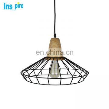 Ретро-индустриальный уникальный дизайн в стиле винтаж, настенный деревянный подвесной светильник в форме конического железного клетчатого фонаря photo-2