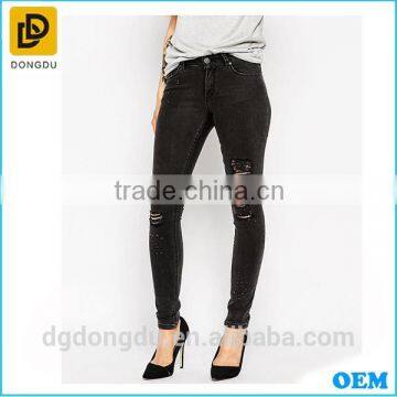 Wholesale Custom Classic Design Custom Skinny Washed Jeans 2016