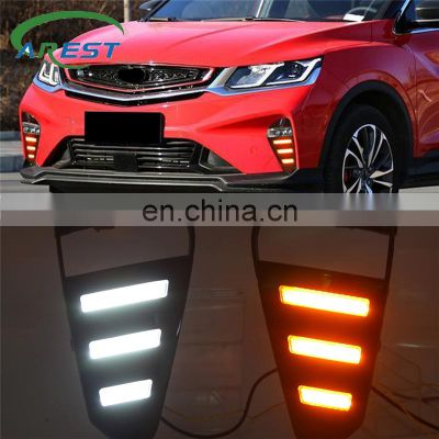 1Set Car DRL For Geely coolray (SX11) 2019 2020 Daytime Running Lights 12V LED Daylight Fog lamp with flowing Yellow turn signal