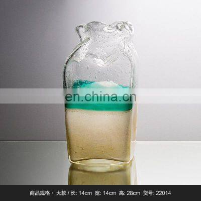 Dried Flower Clear Glass Vase Crystal Modern Irregular Bottleneck Flower Vase For Home Decor photo-3