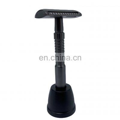 Eco-friendly Metal Barber Stainless Steel Green Double Edge Blade Reusable Safety Razor Shaving Set Stand photo-5