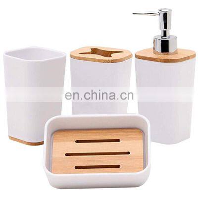 Bamboo and Plastic Combination Set for Bathroom in Modern Style