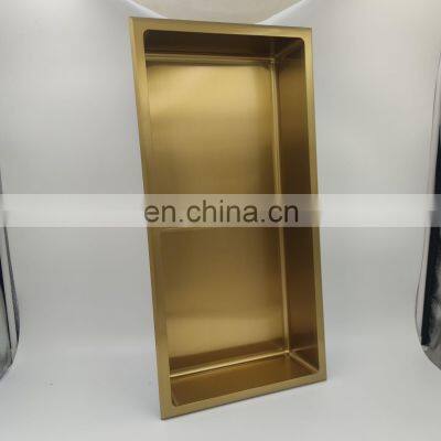 High Quality Black Stainless Steel Gold White Brushed Nickel Bathroom Wall Metal Recessed Niche Shower With Shelf Organize photo-4