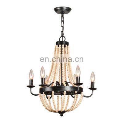 North American Creative Decoration Living Room Made Old Chandelier Wood Beads