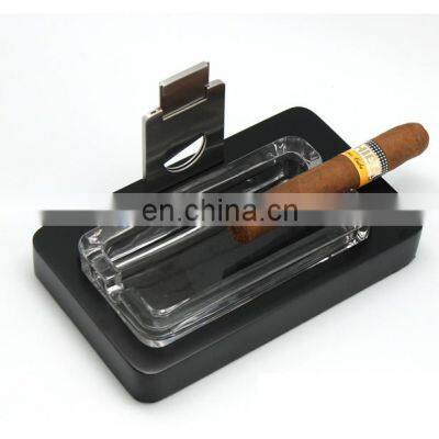 Crystal glass ashtray Cigar Ashtray with cutter wholesale ashtray