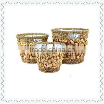 2013 woven S/3 beautiful and durable flower water hyacinth storage basket