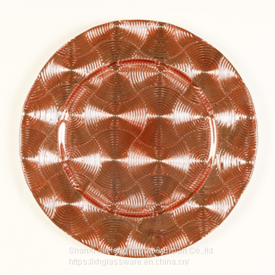 New Glass Rose Gold Charger Colorful China Unique Wedding Party Dinner Plates